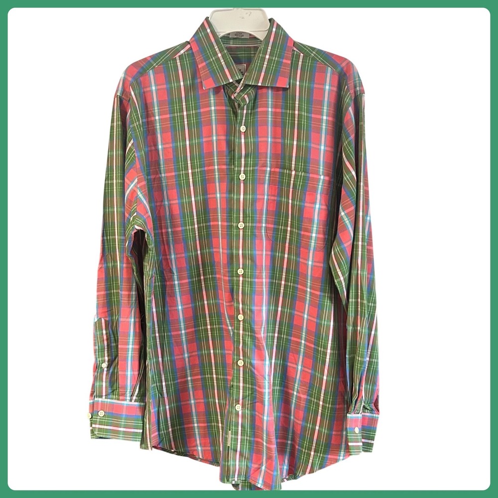 Peter Millar Men's Large 100% Cotton Plaid Button Down Shirt Weekender Sz. L